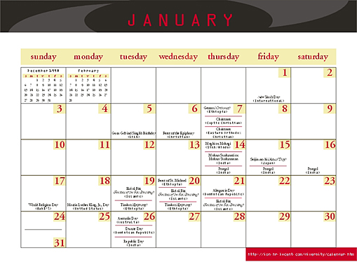 Calendar Page Design